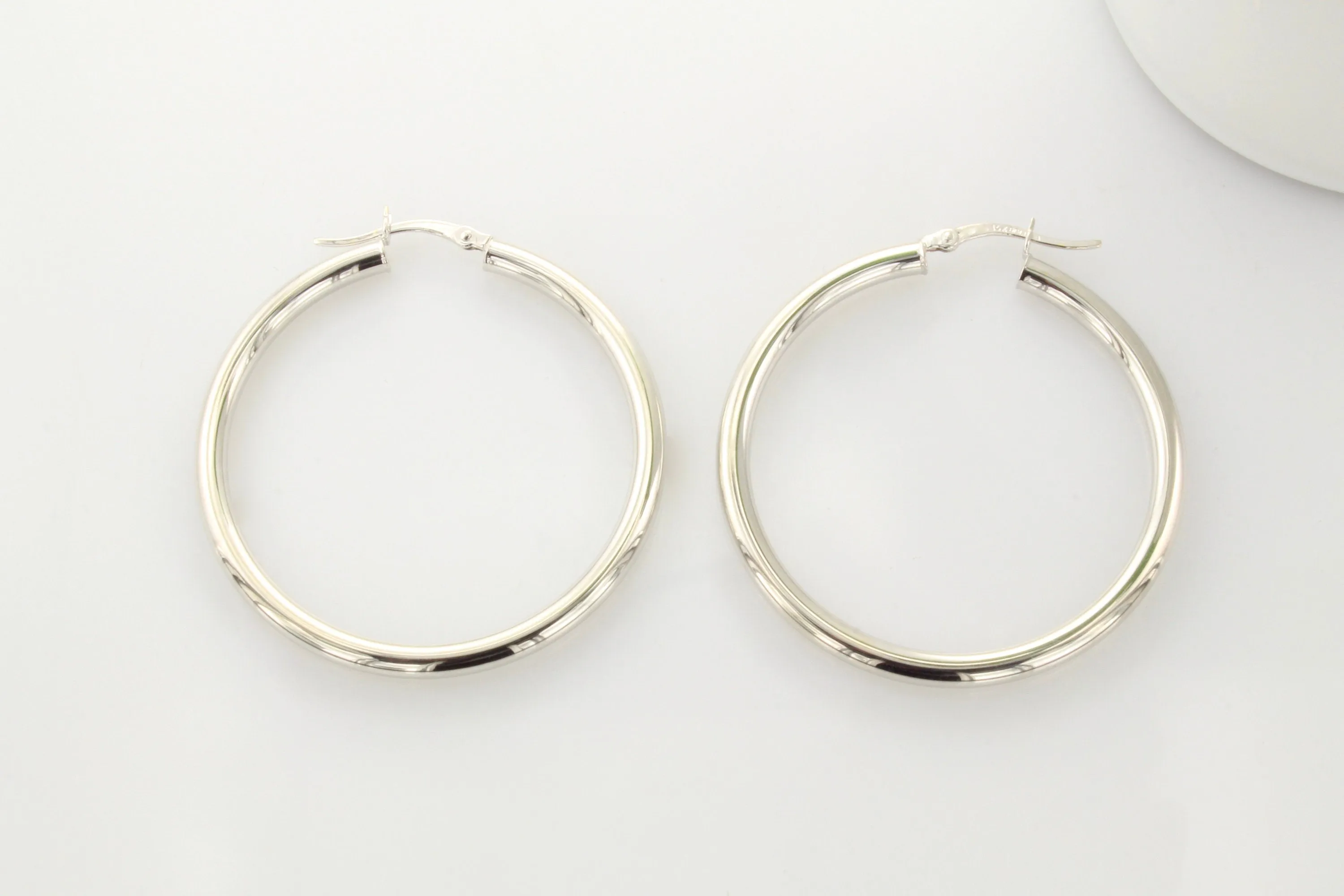 14K Gold 40MM x 3MM Large Hoop Earrings