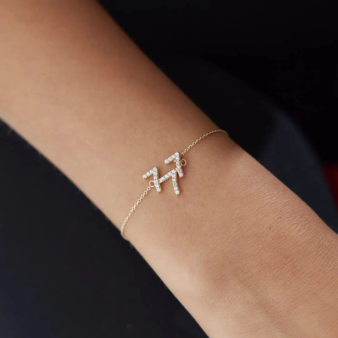 14k Gold 777 Stone Lucky Bracelet