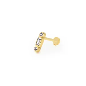 14k Gold Baguette Stone Design Tragus Piercing