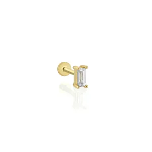 14k Gold Baguette Stone Tragus Piercing