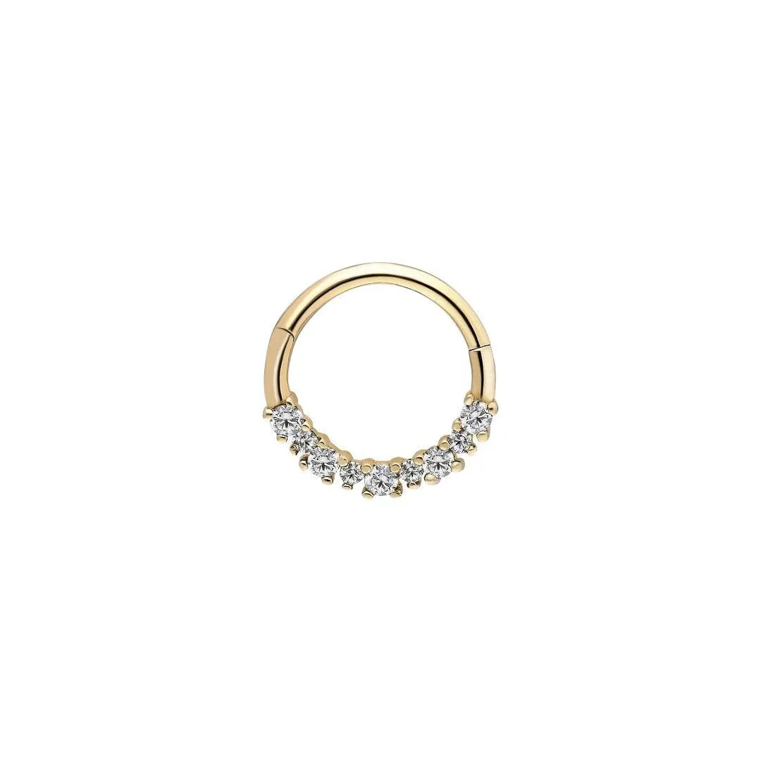 14k Gold Big Small White Stone Helix Piercing