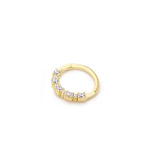 14k Gold Big Small White Stone Helix Piercing