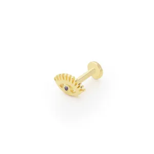 14k Gold Black Enamel Eye Tragus Piercing
