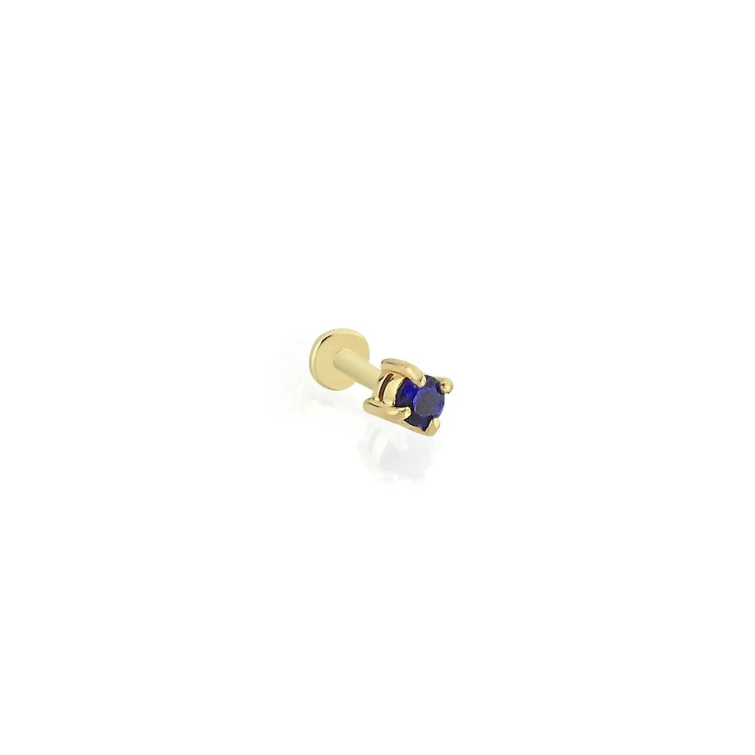 14k Gold Blue Solitaire Model Tragus Piercing