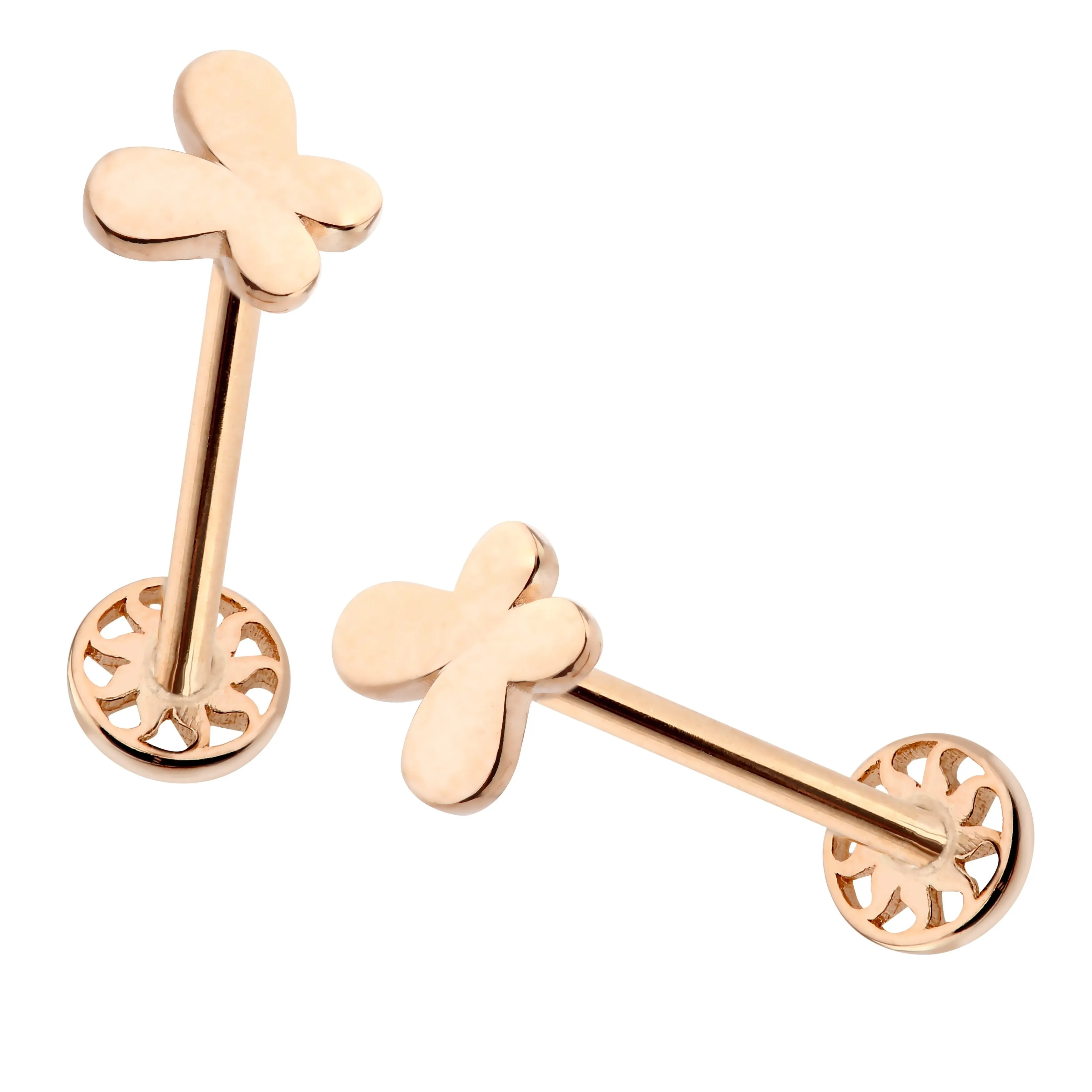 14k Gold Butterfly Plate Tragus Piercing