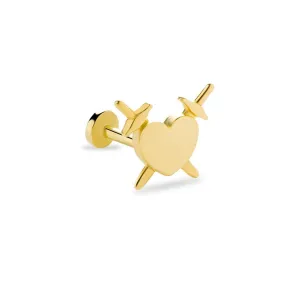 14k Gold Cross Sword Heart Tragus