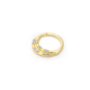 14k Gold Double Row Stone Helix Piercing