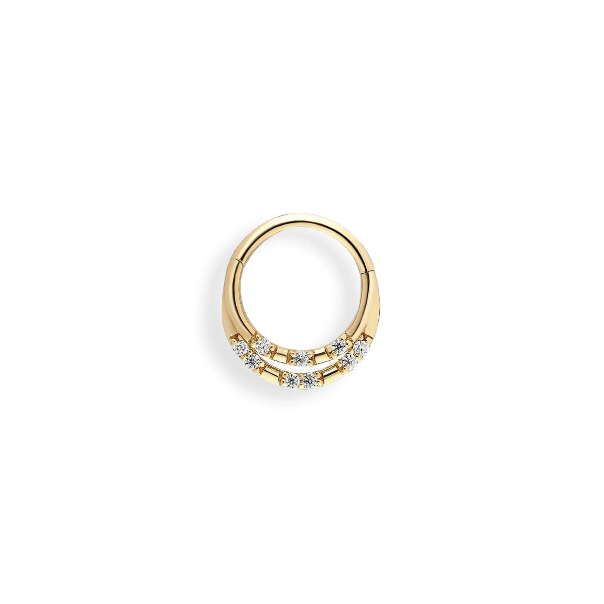 14k Gold Double Row Stone Helix Piercing