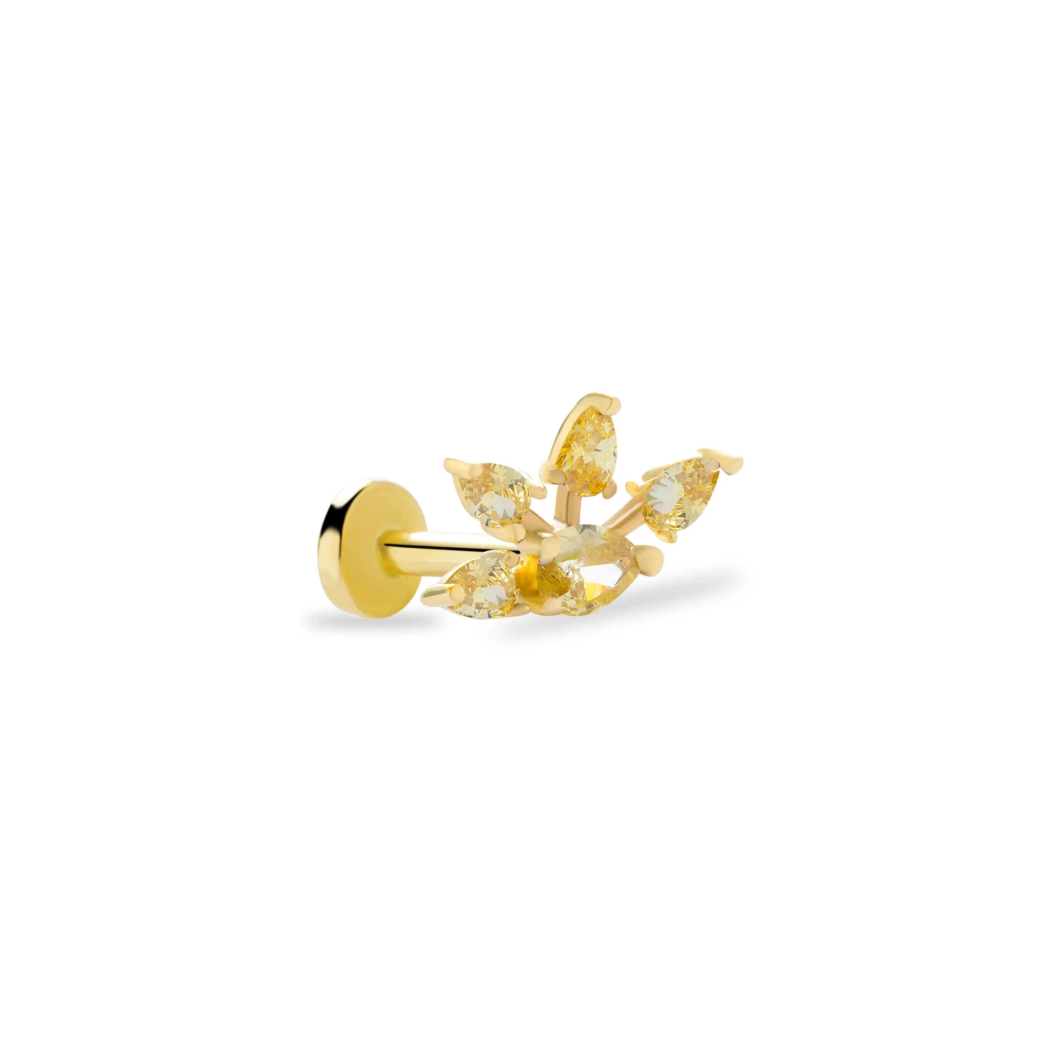 14k Gold Four Arrows Tragus with Yellow Stone