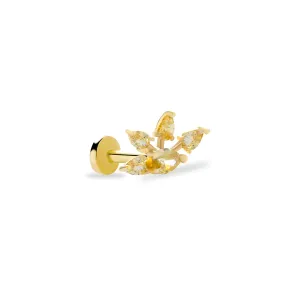 14k Gold Four Arrows Tragus with Yellow Stone