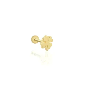 14k Gold Four Leaf Clover Tragus Piercing