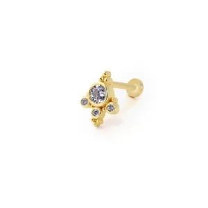 14k Gold Four Stone Tragus Piercing