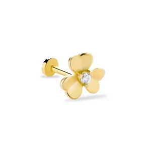 14k Gold Heart Flower Tragus