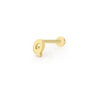 14k Gold Letter Q Tragus Piercing