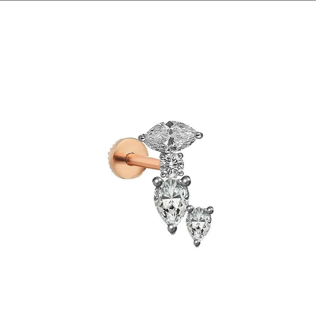 14k Gold Marquise & Drop Model Tragus Piercing