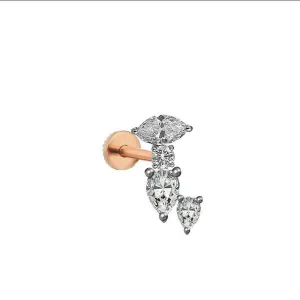 14k Gold Marquise & Drop Model Tragus Piercing