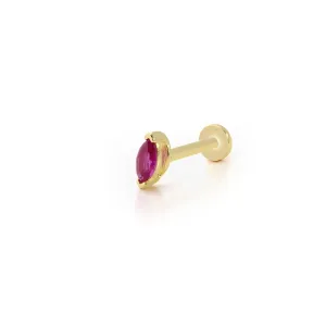 14k Gold Marquise Red Stone Tragus Piercing