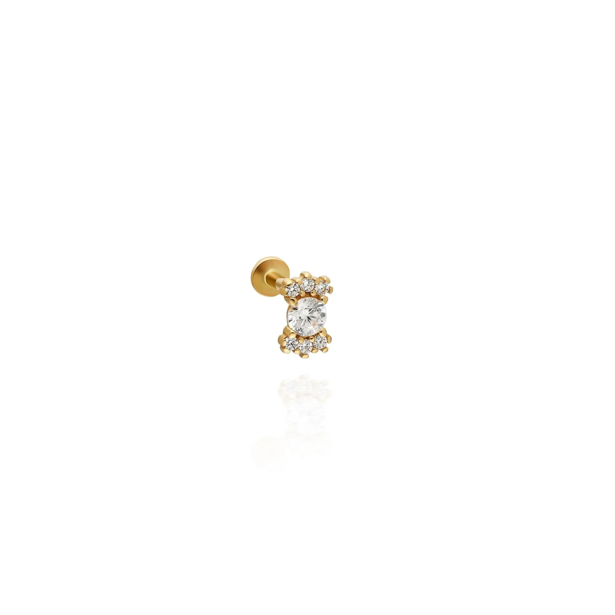 14k Gold Poly Stone Tragus Piercing