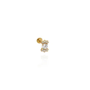 14k Gold Poly Stone Tragus Piercing