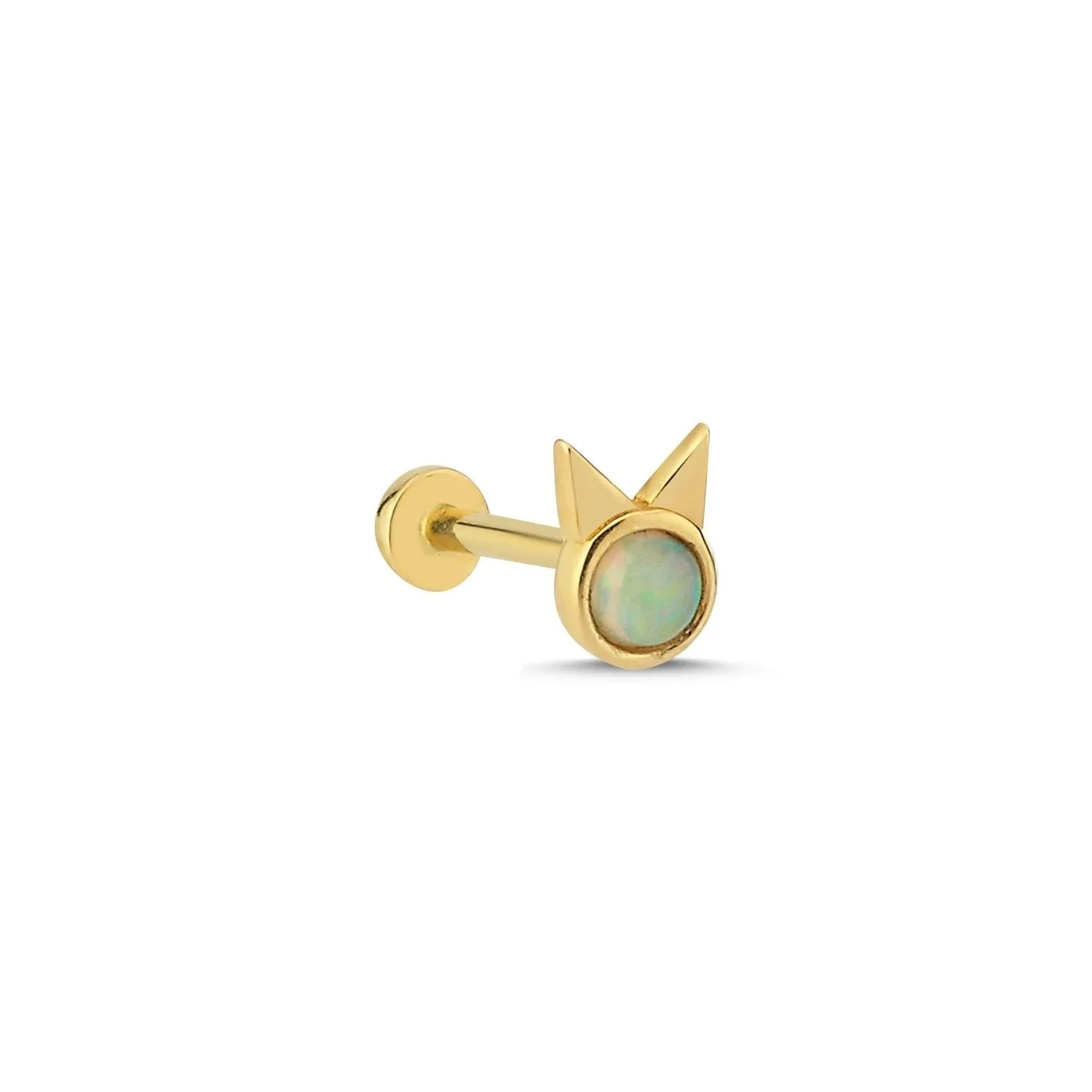14k Gold Rabbit Model Colored Mother of Pearl Tragus Piercing