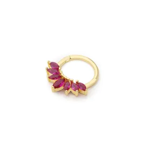 14k Gold Red Row Stone Helix Piercing