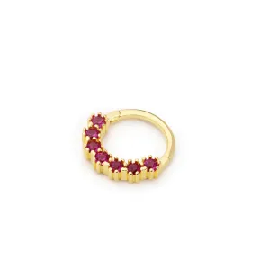 14k Gold Red Row Stone Helix Piercing