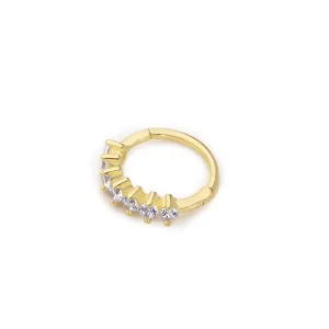 14k Gold Row Stone Helix Piercing