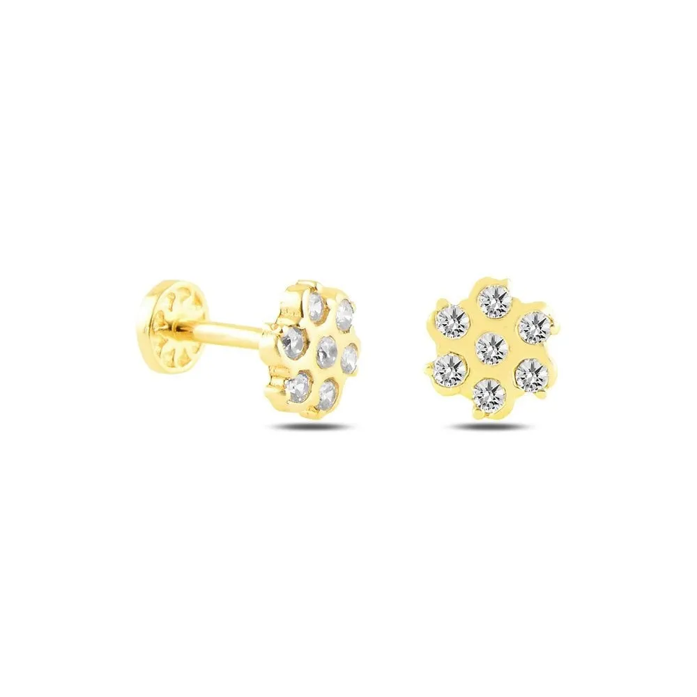 14k Gold Seven Stone Flower Tragus Piercing