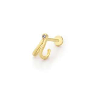 14k Gold Special Design Model Solitaire Detail Tragus Piercing