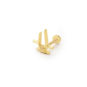 14k Gold Spiral Geometric Model Tragus Piercing