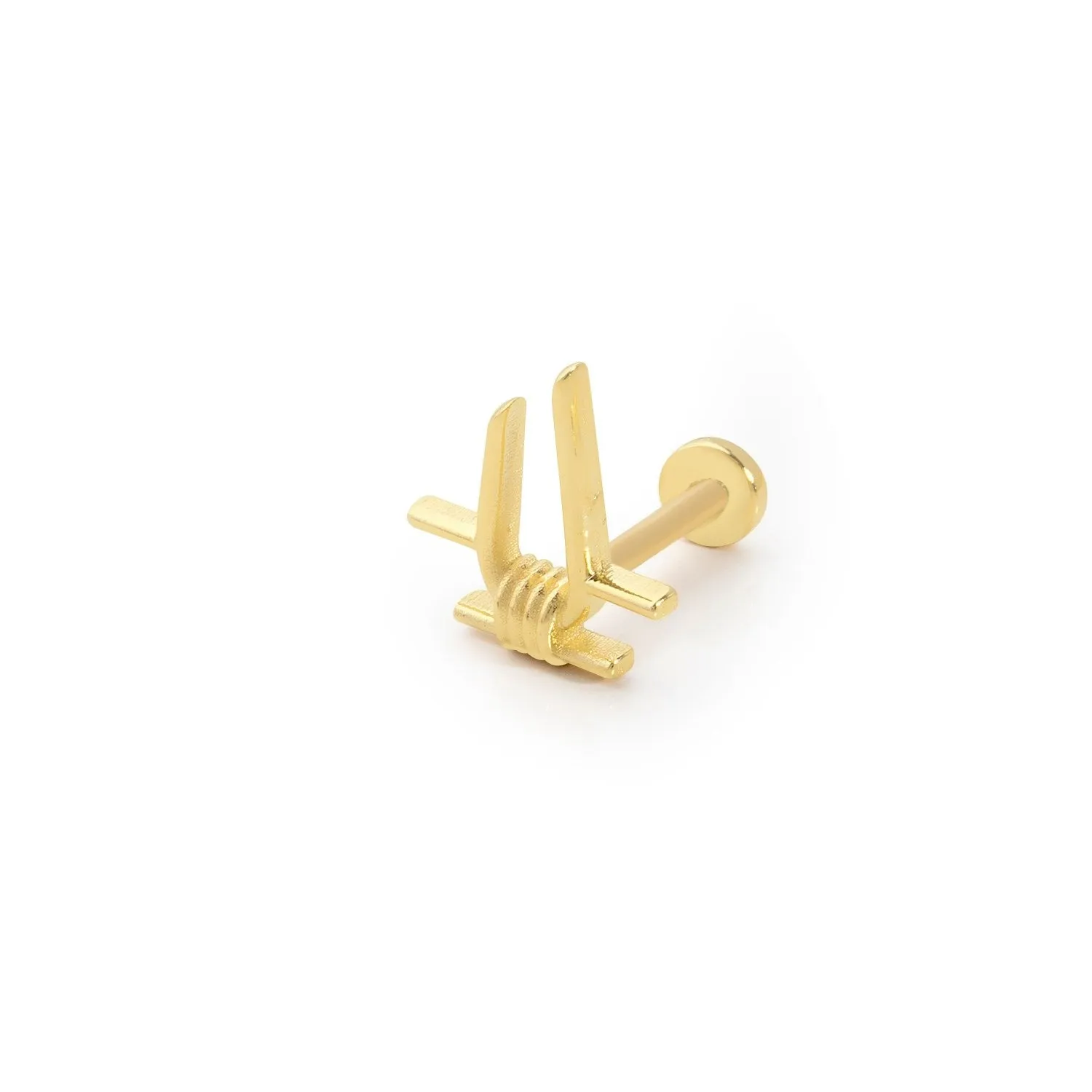 14k Gold Spiral Geometric Model Tragus Piercing