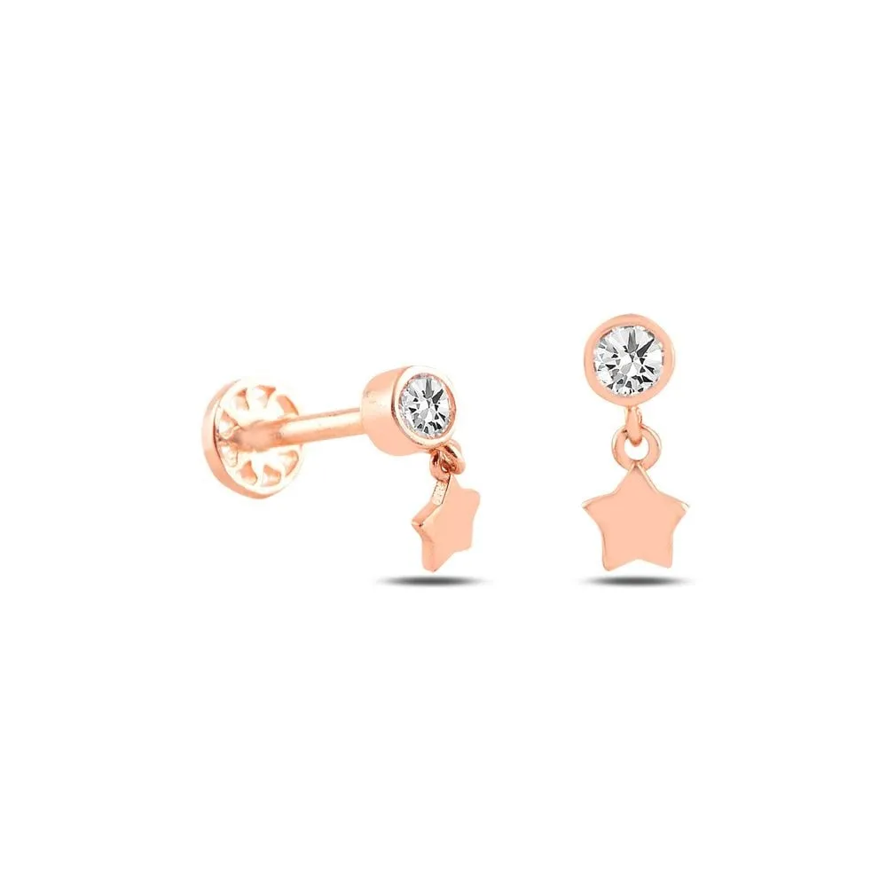 14k Gold Star Tragus Piercing on Solitaire Tip