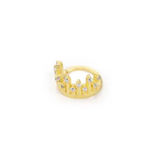 14k Gold Stone Crown Helix Piercing