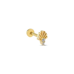 14k Gold Stone Tragus Piercing