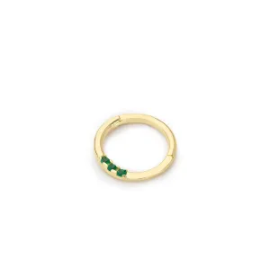 14k Gold Three Stone Green Helix Piercing