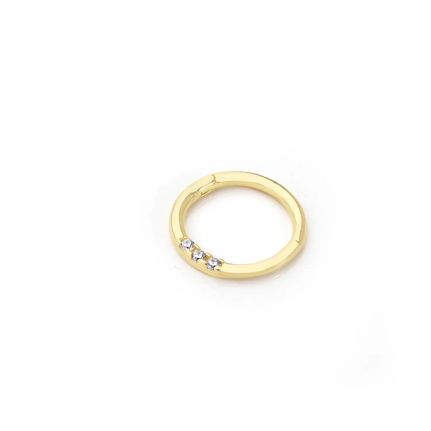 14k Gold Three Stone White Helix Piercing