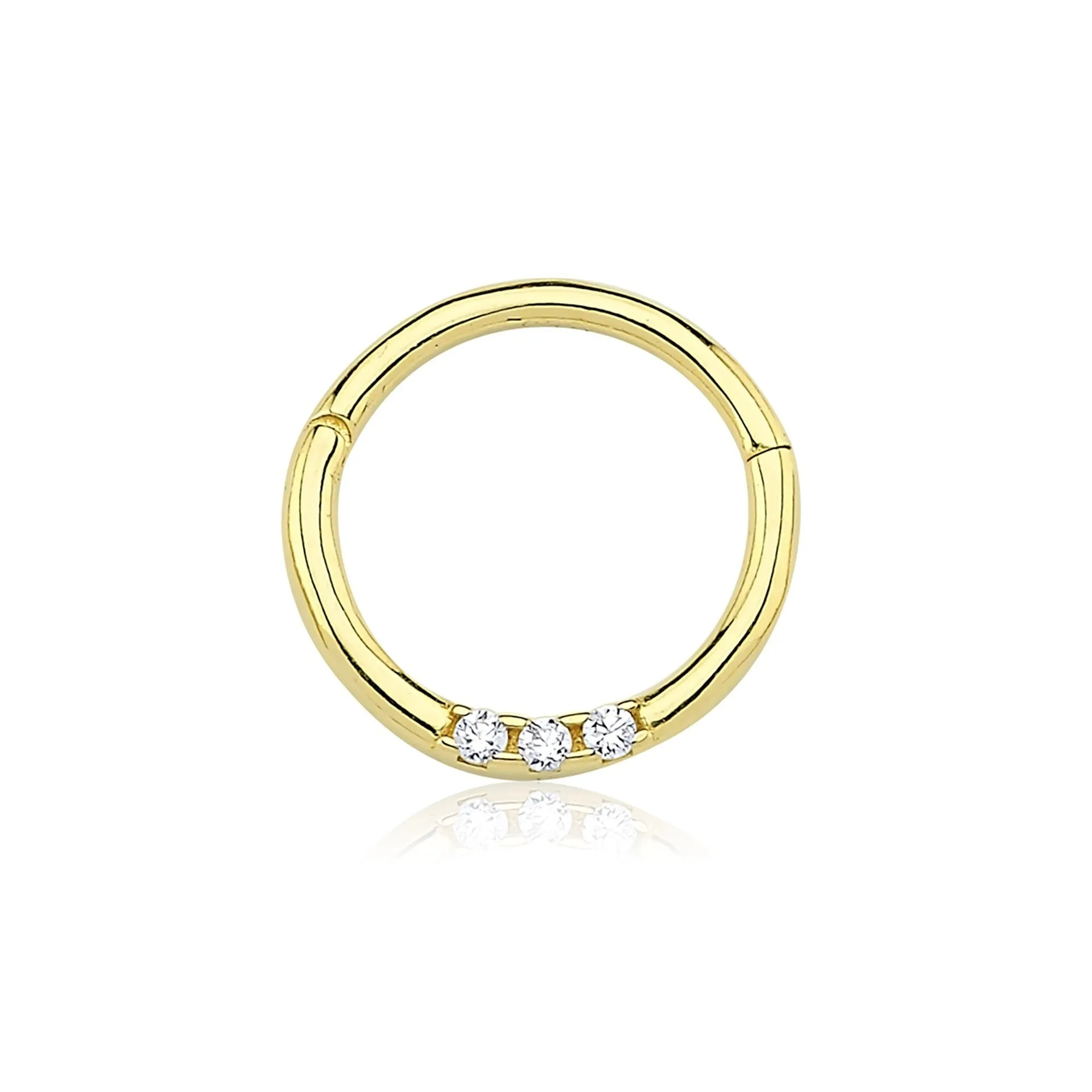 14k Gold Three Stone White Helix Piercing