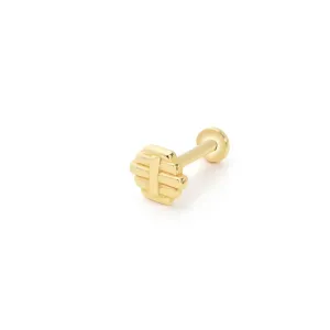14k Gold Tragus Piercing with Line Detail