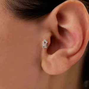 14k Gold Triple Baguette Tragus Piercing
