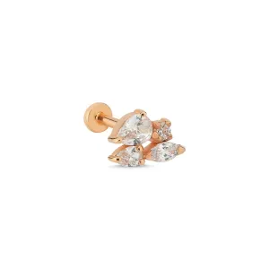 14k Gold Triple Drop & Solitaire Model Tragus Piercing
