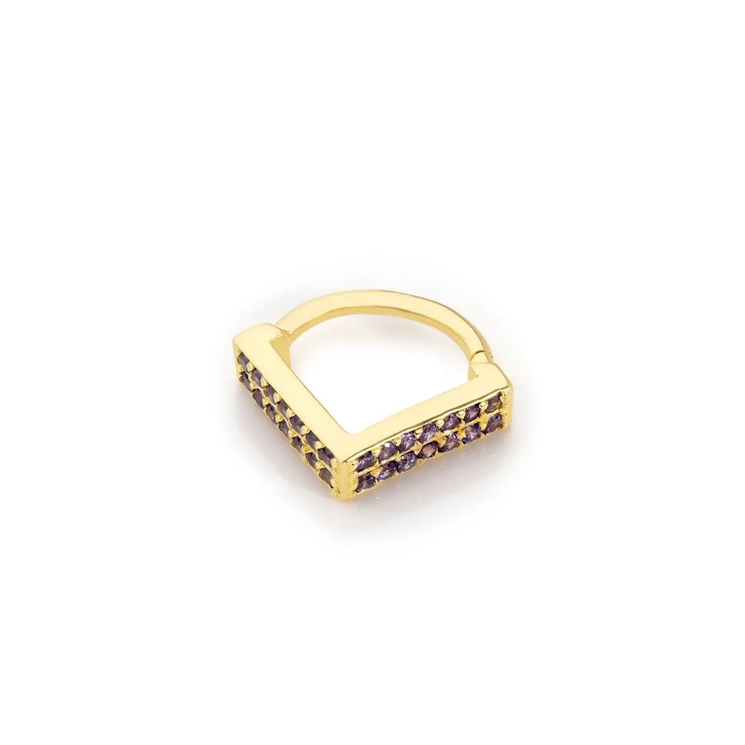 14k Gold V Shape Double Row Purple Stone Helix Piercing