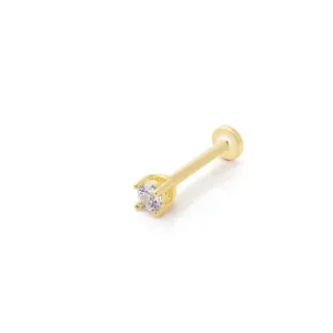 14k Gold White Solitaire Model Tragus Piercing
