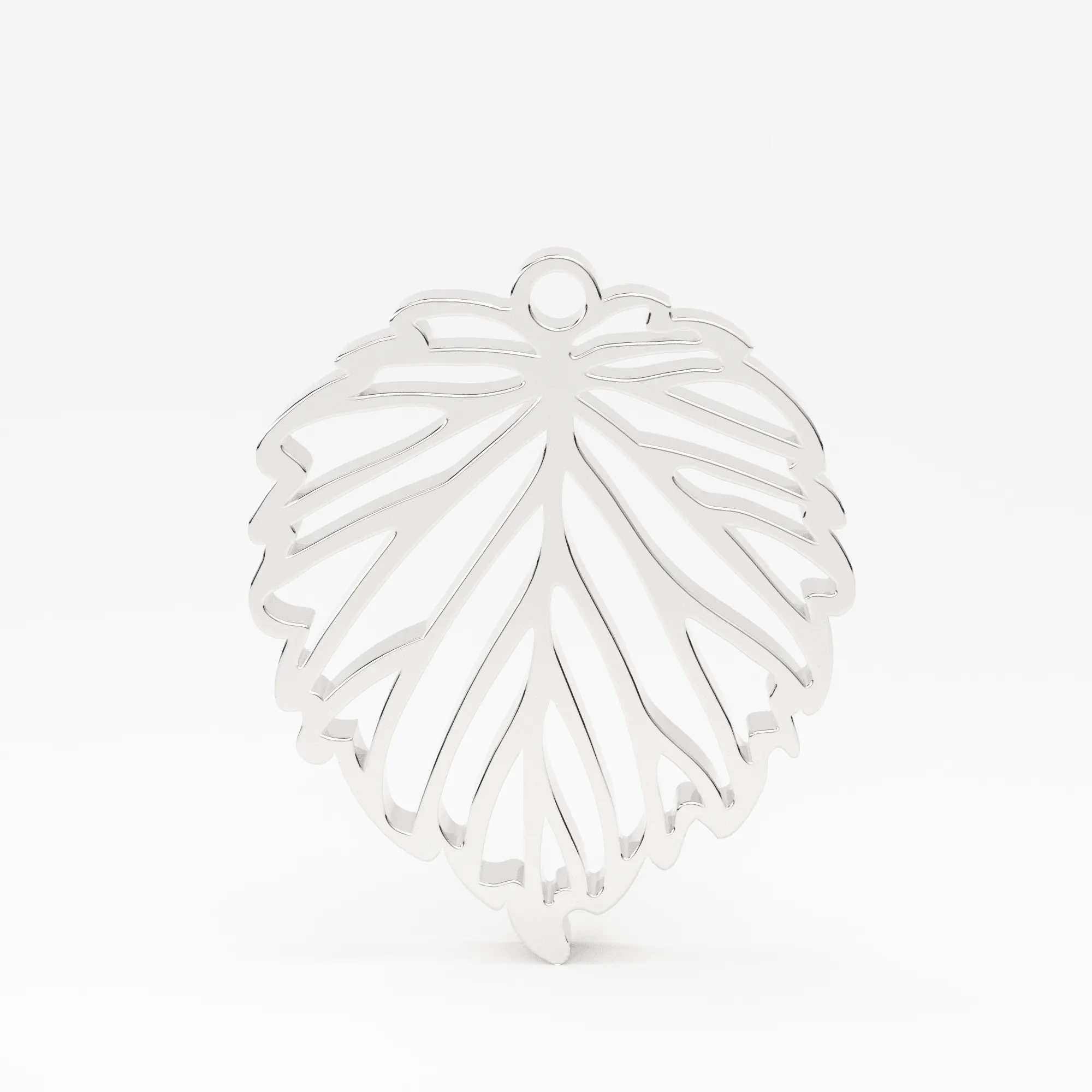 14K Solid Gold Leaf Cutout Charm Pendant, Leaf Charm, Solid Gold Leaf Pendant