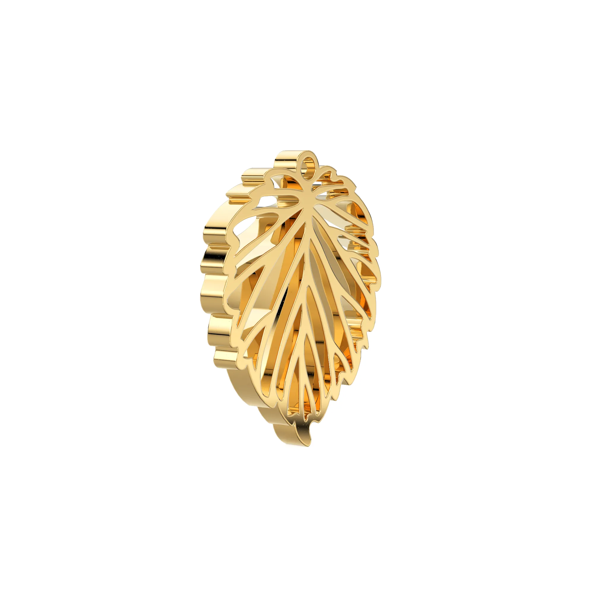 14K Solid Gold Leaf Cutout Charm Pendant, Leaf Charm, Solid Gold Leaf Pendant