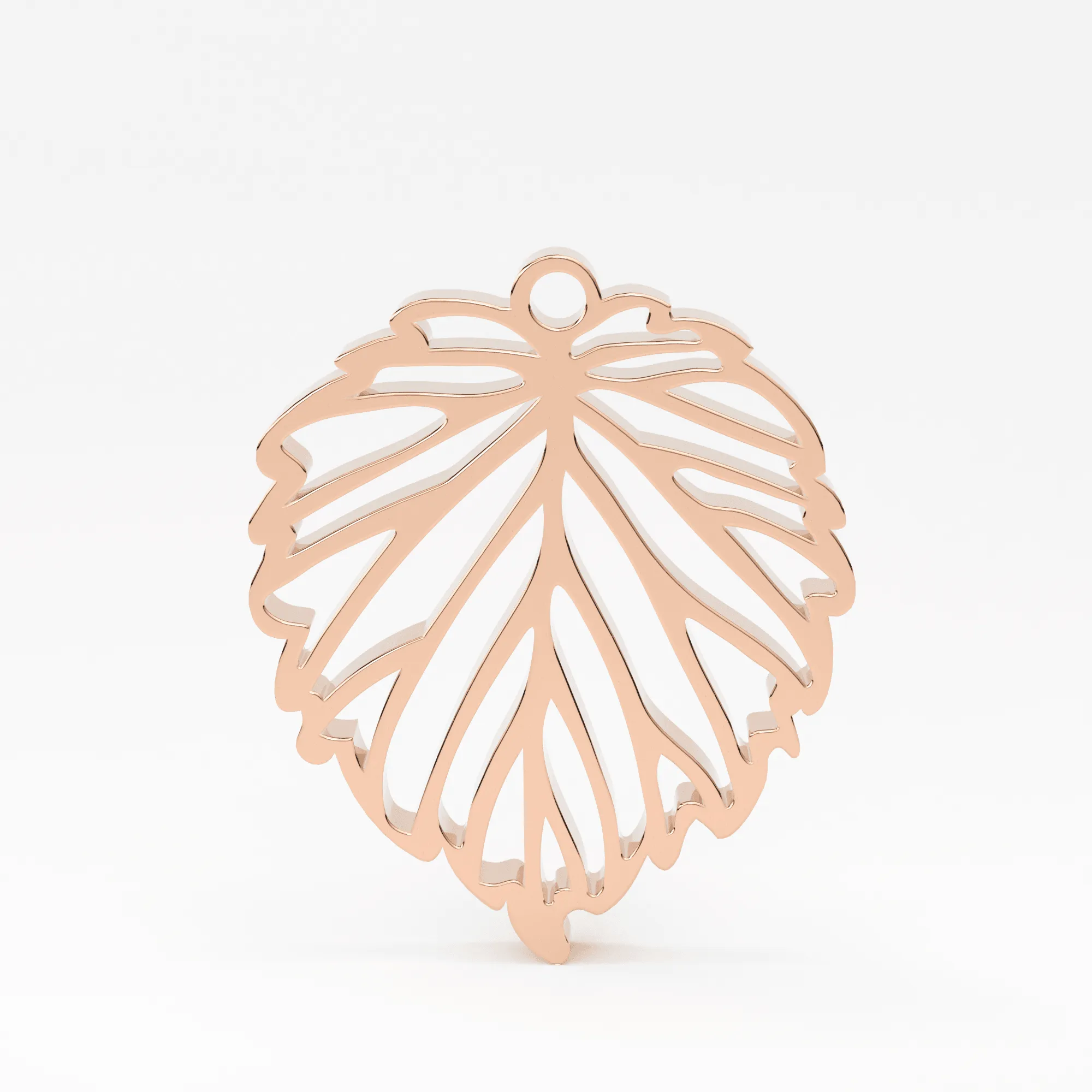 14K Solid Gold Leaf Cutout Charm Pendant, Leaf Charm, Solid Gold Leaf Pendant