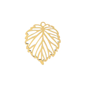 14K Solid Gold Leaf Cutout Charm Pendant, Leaf Charm, Solid Gold Leaf Pendant