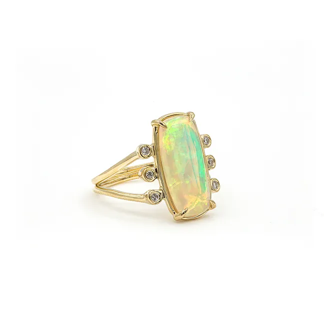 14K Solid Opal Ring