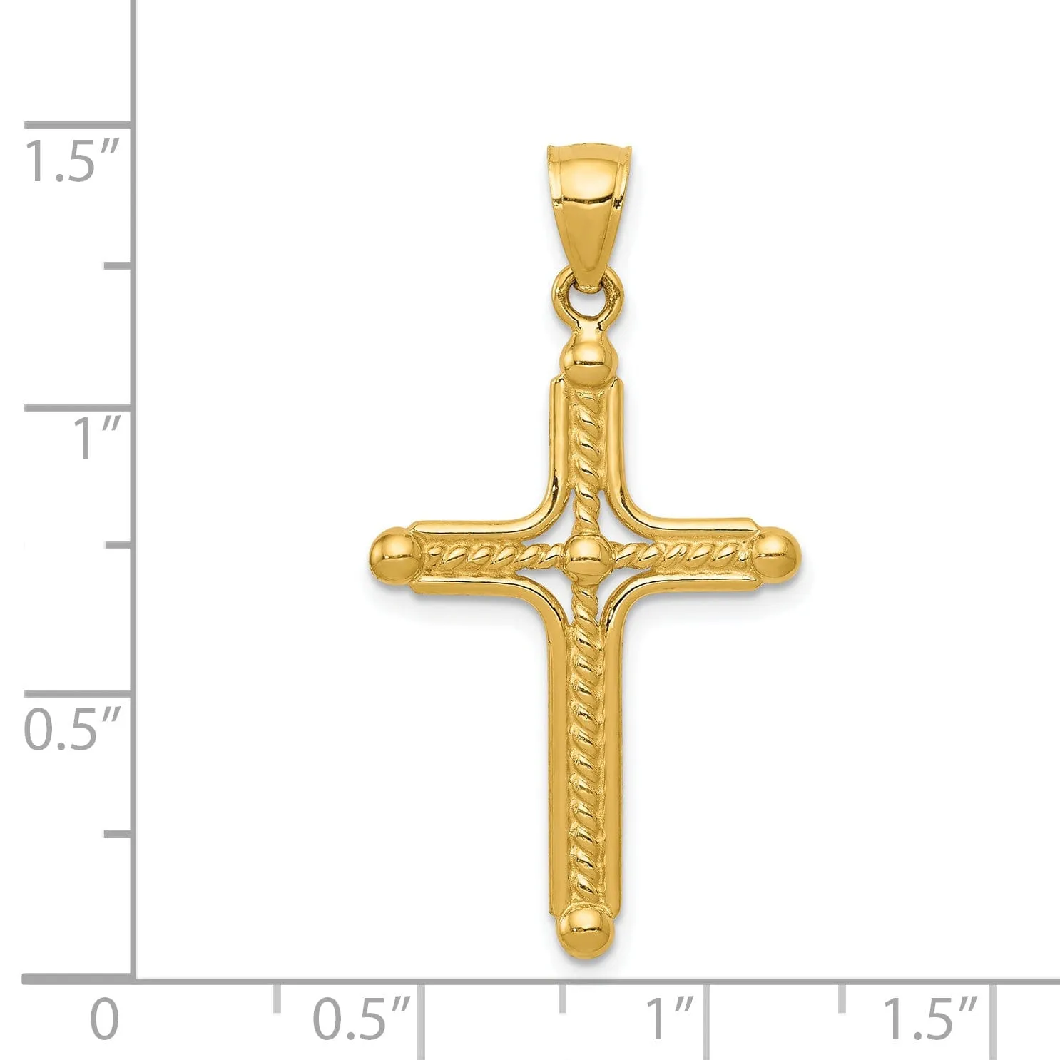 14k Yellow Gold Braided Design Cross Pendant