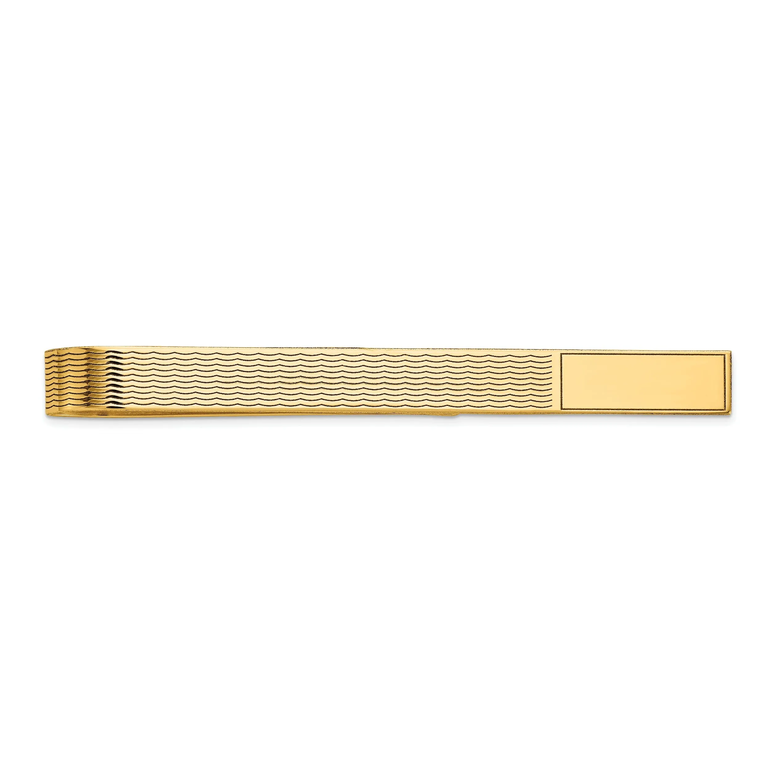14k Yellow Gold Solid with Line Design Tie Bar