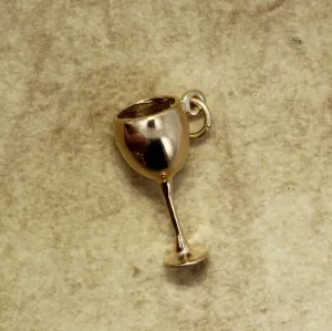 14kt Solid Yellow Gold Wine Glass Charm